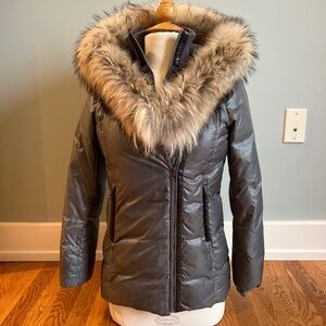 Mackage Mini Girls Coat Fur Hood Leather Detailing Sz 12